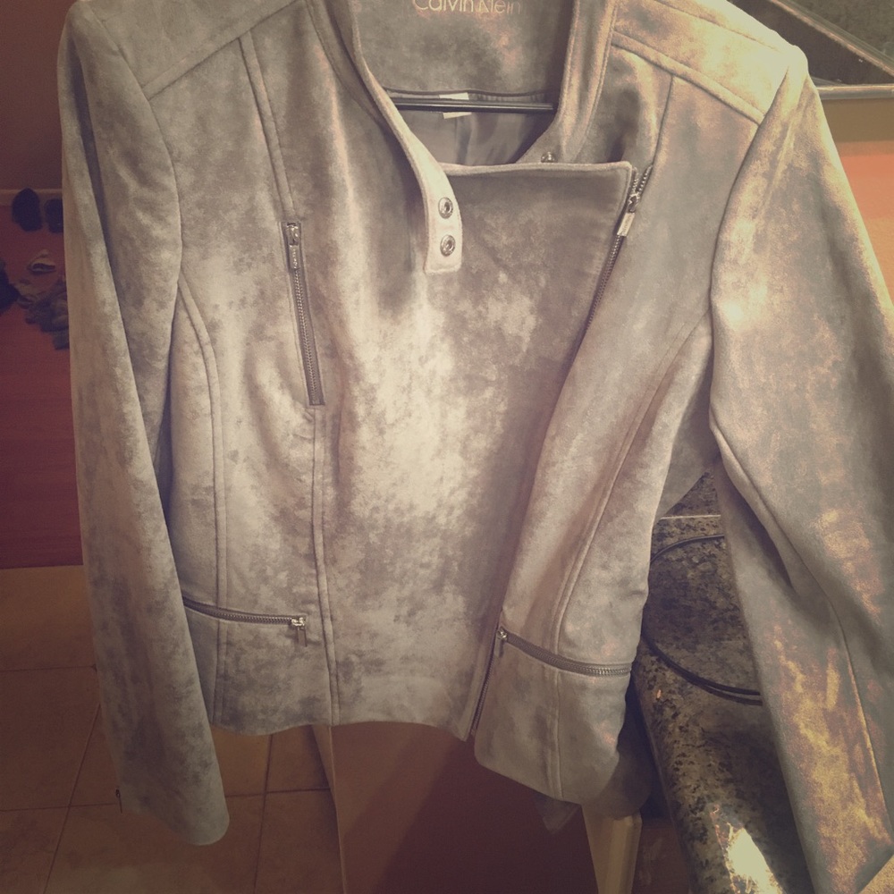 Calvin Klein suede moto jacket